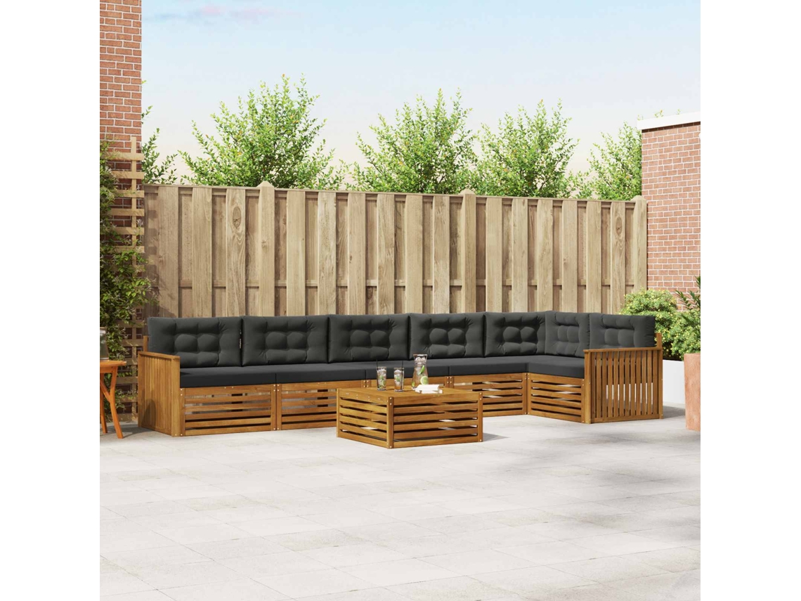 Vidaxl Conjunto De Sofás Para Exterior 7 Pcs Natural E Antracite