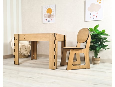 Mesa com Cadeira Infantil Caixa de Areia Iluminada Clássica Madeira DANNYFUNNY