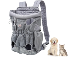 Mochila de Transporte para Animais de Estimação, Ajustável, Até 10 Kg, Cinza AQUAFORGE
