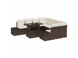 Maison Exclusive - Conjunto De Sofá De Jardim Com Almofada 9 Pcs Marrom E Creme