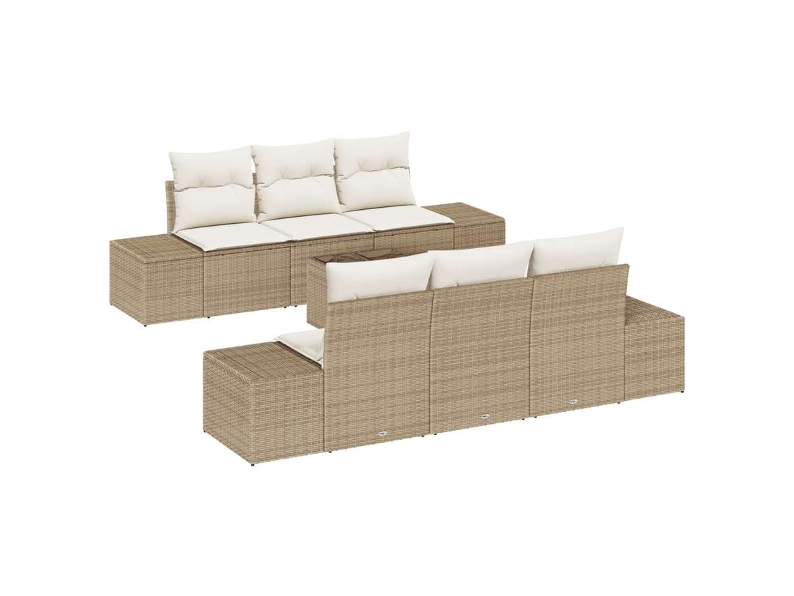 Conjunto 8 Conjunto De Móveis Para Exterior Vidaxl Bege Vime Pe (239 X 62 X 69 Cm)
