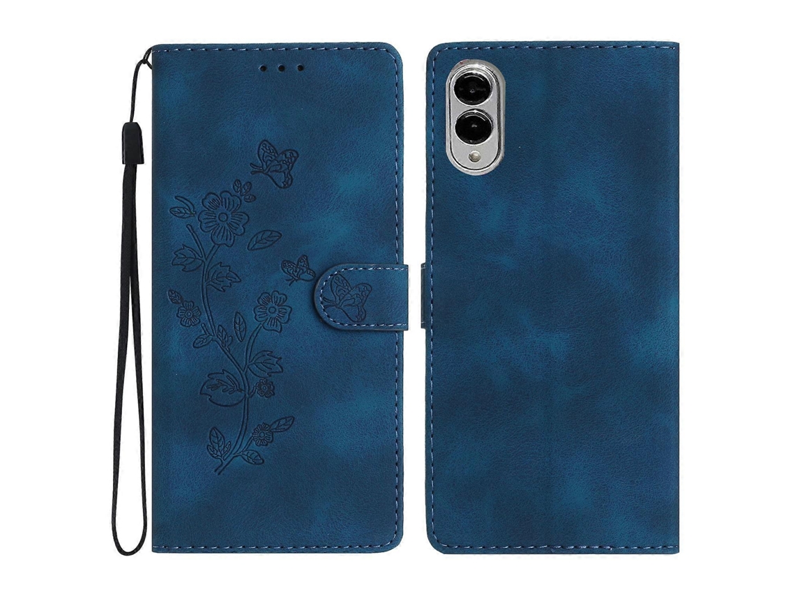 Capa De Couro Com Estampa De Borboleta E Flor Para Samsung Galaxy S25 Edge 5g