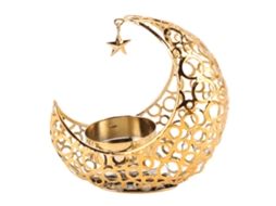 Suporte de Velas Dourado Lua Romântico para Decoração