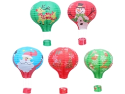 Conjunto De 5 Lanternas De Natal Dobráveis De Papel, Decorações Redondas Para Pendurar.