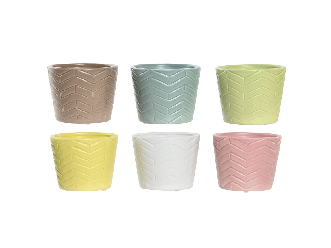 Plantador Home Esprit Amarelo Azul Verde Cor De Rosa Dolomite 12 X 12 X 10 Cm (6 Unidades)
