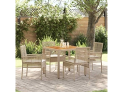 Vidaxl Conjunto De Jantar Para Jardim 5 Unid. Bege Vime Pe