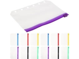 Pasta Organizadora A7 Com 6-furos, Resistente E Transparente, Em Pvc Com Zíper, 36-unidades, Ideal Para Escritório