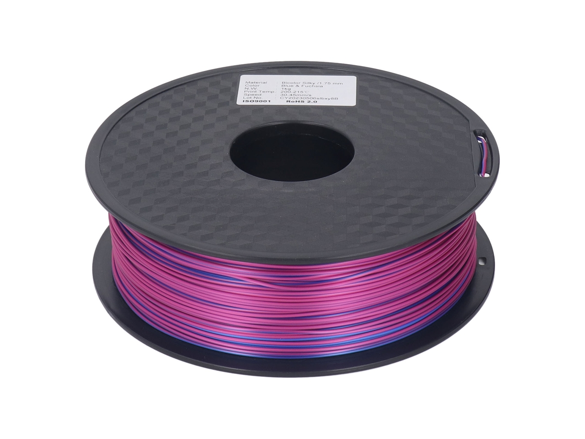 Filamento de Seda PLA 1.75mm Dupla Cor Azul Vermelho Preto Brilhante S/MARCA