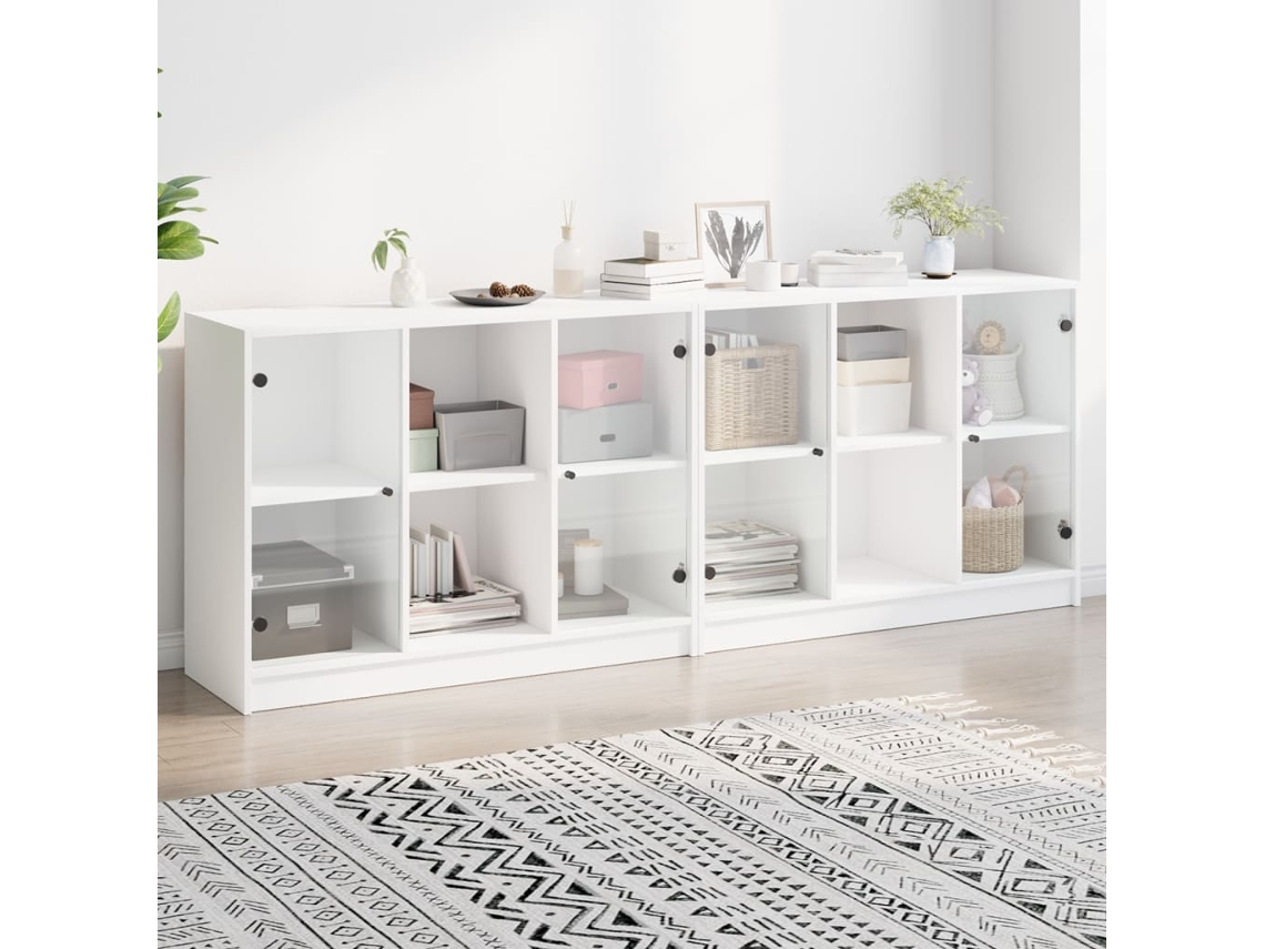 Estante C/ Portas 204x37x75 Cm Derivados De Madeira Branco Lovely Home