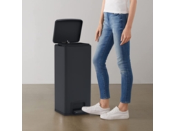Vidaxl Caixote Lixo Pedal Anti-impressão Digital 30 L Aço Inox. Preto