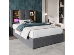 Cama 90x200 Algodão Cinza Com Usb-c