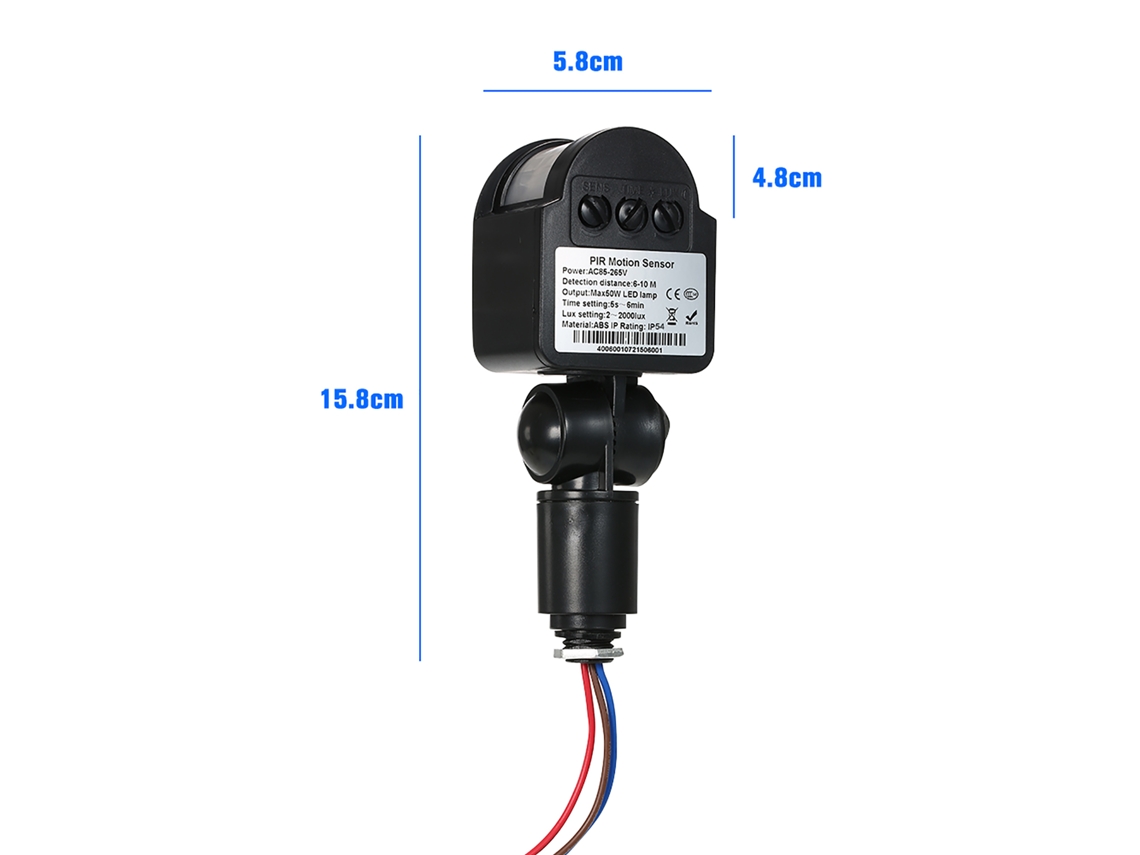 2026 luz Led de Parede Exterior com Sensor de Movimento Pir Infravermelho 180 Graus Impermeável 12m Segurança Residencial