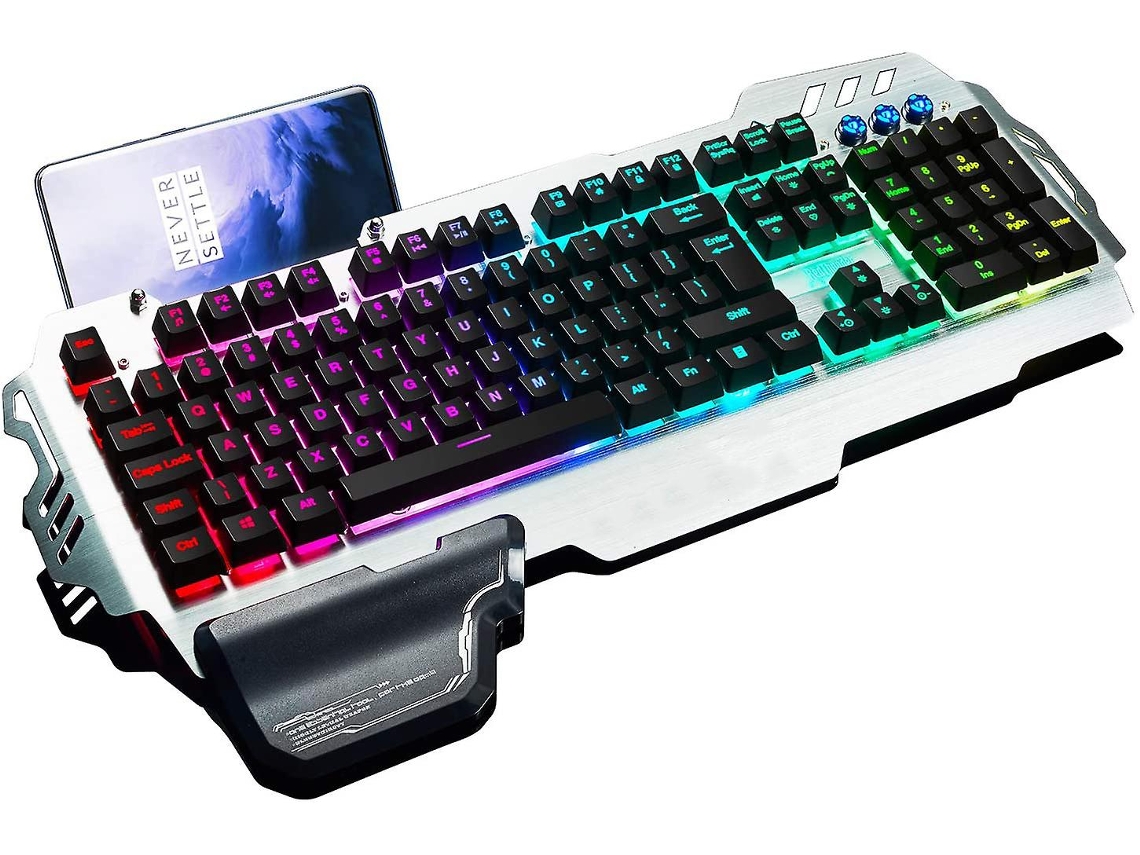 Teclado Para Jogos, Teclado Semimecânico Com Retroiluminação E Apoio Para Pulso, Teclado Híbrido Ergonômico Com Fio Usb À Prova Dágua Everley891