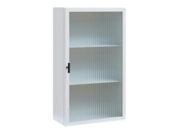 Armário De Parede Zundert Com Porta De Vidro Canelado Aço 60x35x15 Cm Branco [EN.CASA]