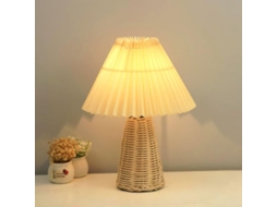 Luminária de mesa Trançada com cúpula plissada, estilo campestre, luz noturna, iluminação voltada para baixo, luminária decorativa.