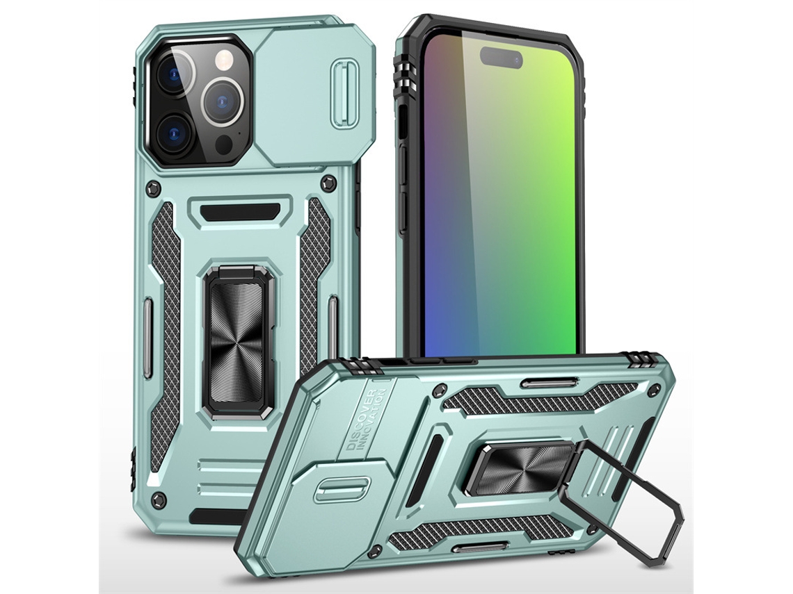 Capa Para Iphone 17 Pro, Com Suporte De Anel E Magnético Para Carro, Protetora Resistente (verde)