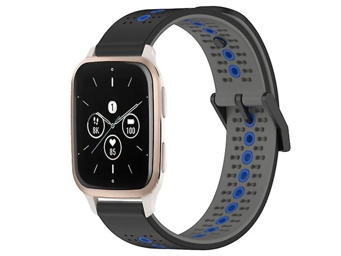 Pulseira De Relógio Silicone Preta, Cinza E Azul 20 Mm, Compatível Com Garmin Forerunner Sq2 Music.