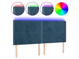 Cabeceira com luzes LED Veludo Azul Escuro MAISON EXCLUSIVE (160x5x118 cm)