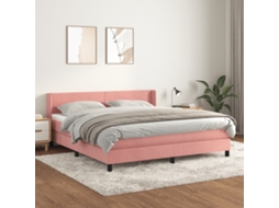 Vidaxl Cama Com Molas/colchão 160x200 Cm Veludo Rosa