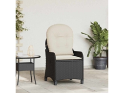Vidaxl Poltrona Reclinável Com Almofada Preto 56 X 66 X 95 Cm Vime Pe
