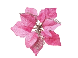 8 Unidades de 7,8 Pol. Árvore de Natal Decorativa Flor de Seda Dourada e Arbusto Poinsétia Vermelho Flores Artificiais Rosa