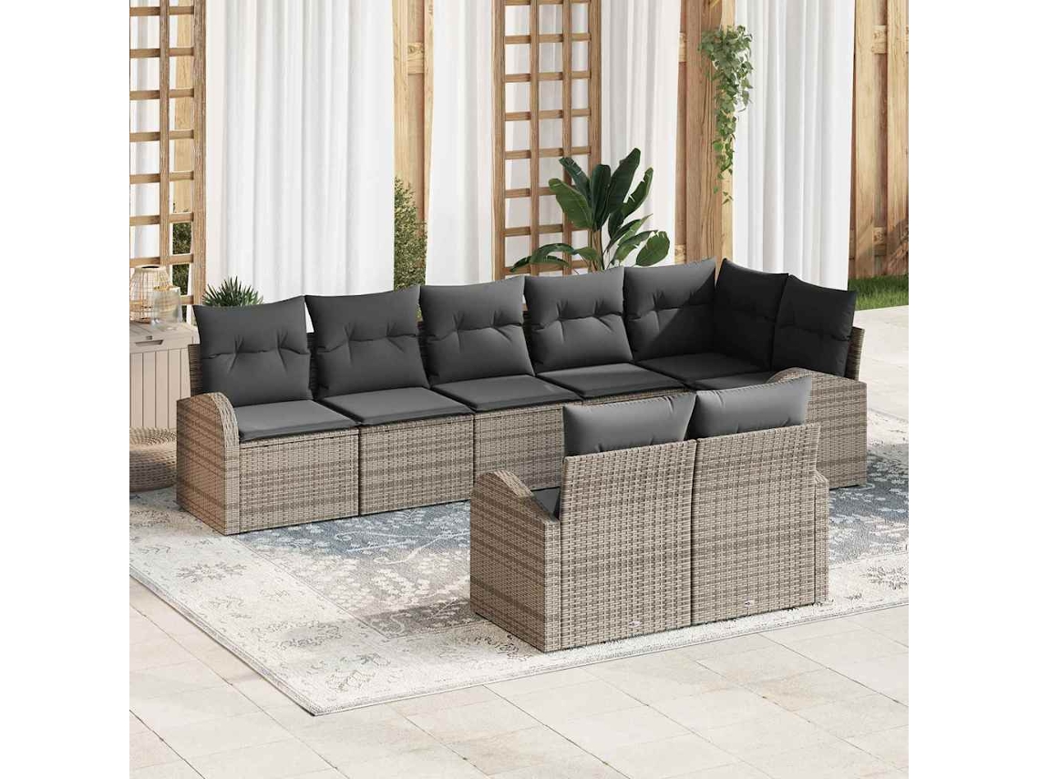 Vidaxl Conjunto De Sofá De Jardim 8 Unid. 8-número De Lugares Vime Pe