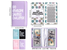 A6 Purple 100-days Money Saving Envelope Budget Storage Book With Vertical Ribbon, 50-sheets