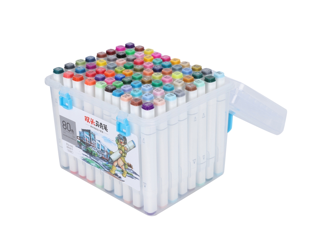 Conjunto de 80 Canetas Marcadoras de Ponta Dupla para Desenho À Mão Livre, Ideal para Crianças e Estudantes AQUAFORGE
