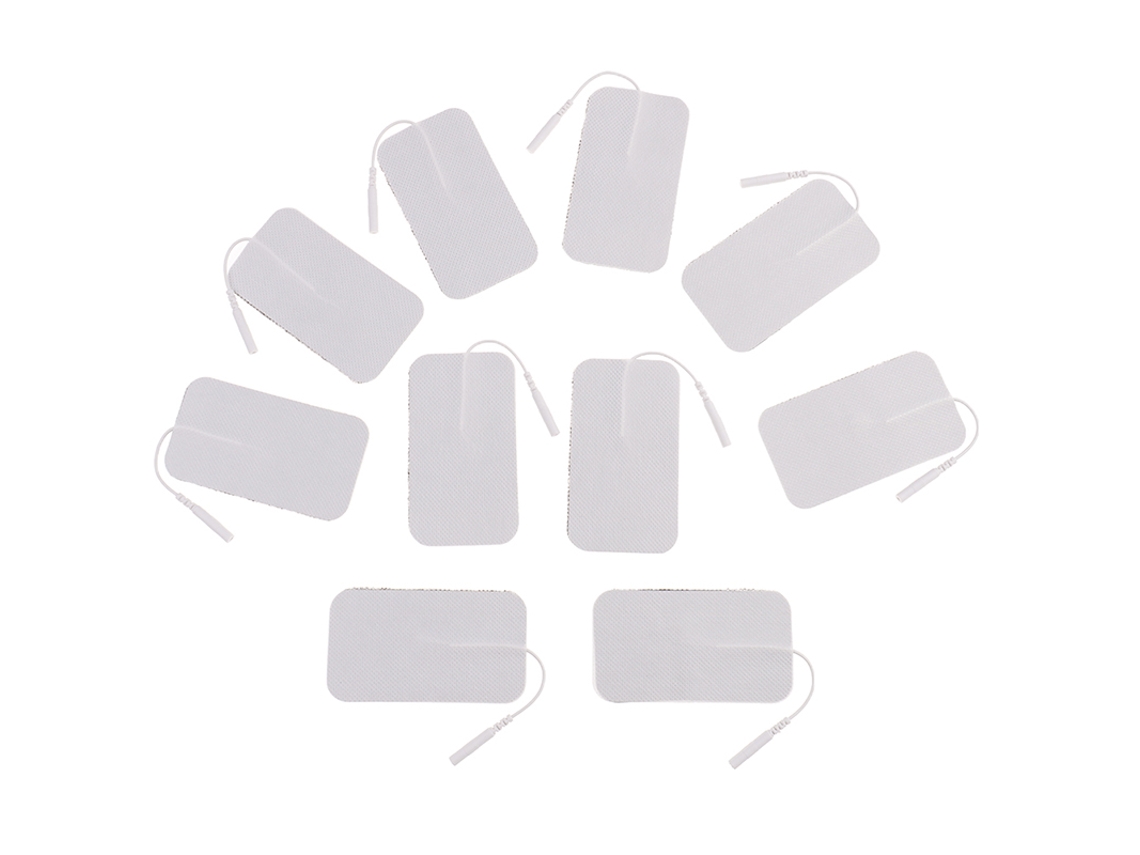 Pacote Com 10 Eletrodos Tens/ems - Para Instrumentos De Massagem, Brancos, 5 X 9 X 0, 5 Cm