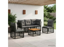 Vidaxl Conjunto De Sofás Para Exterior 6 Unid. Preto E Cinza Escuro