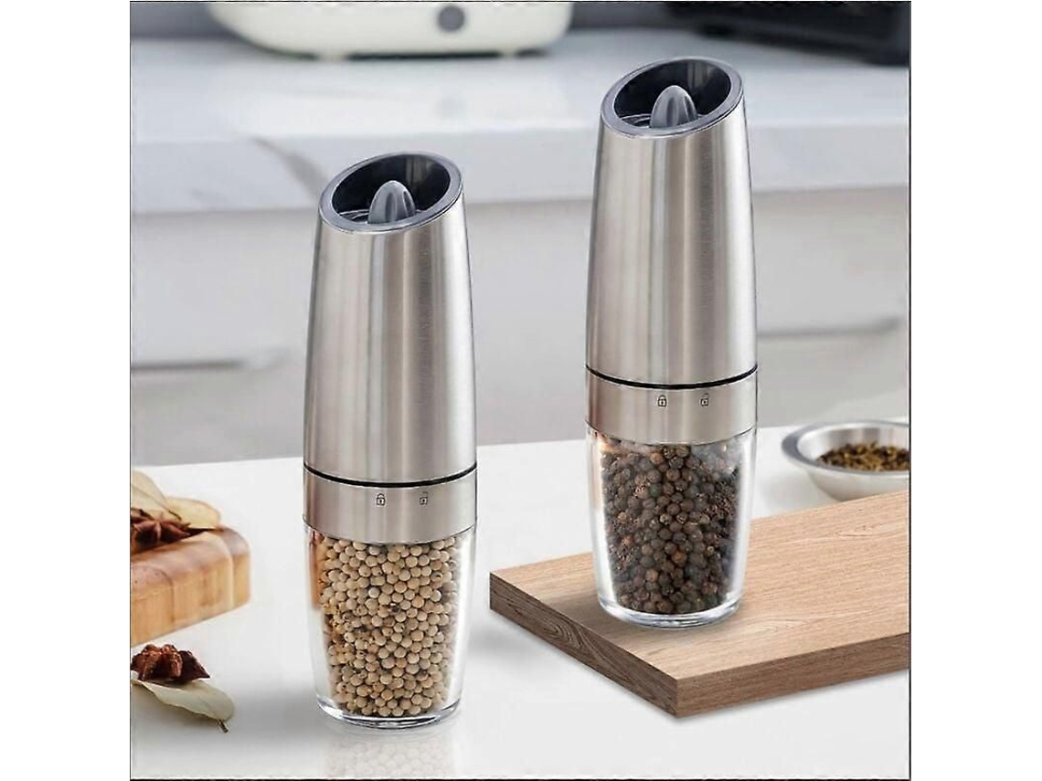 Conjunto de 2 moedores elétricos sal e pimenta GOKOCO, automáticos, com luz azul