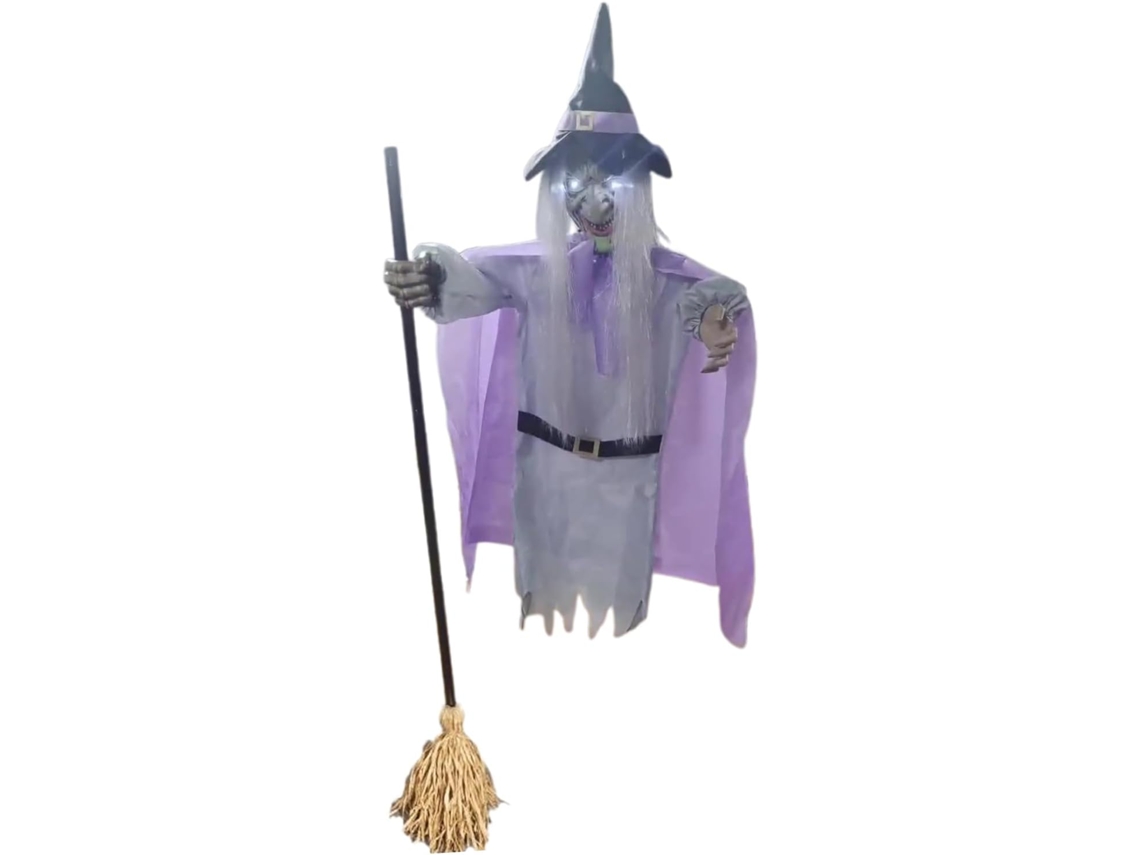 Bruxa Voadora Decora o de Halloween Flutuante com Luzes M Vel Sensor Som e Toque para Jardim Festa P Tio VAYOTOY