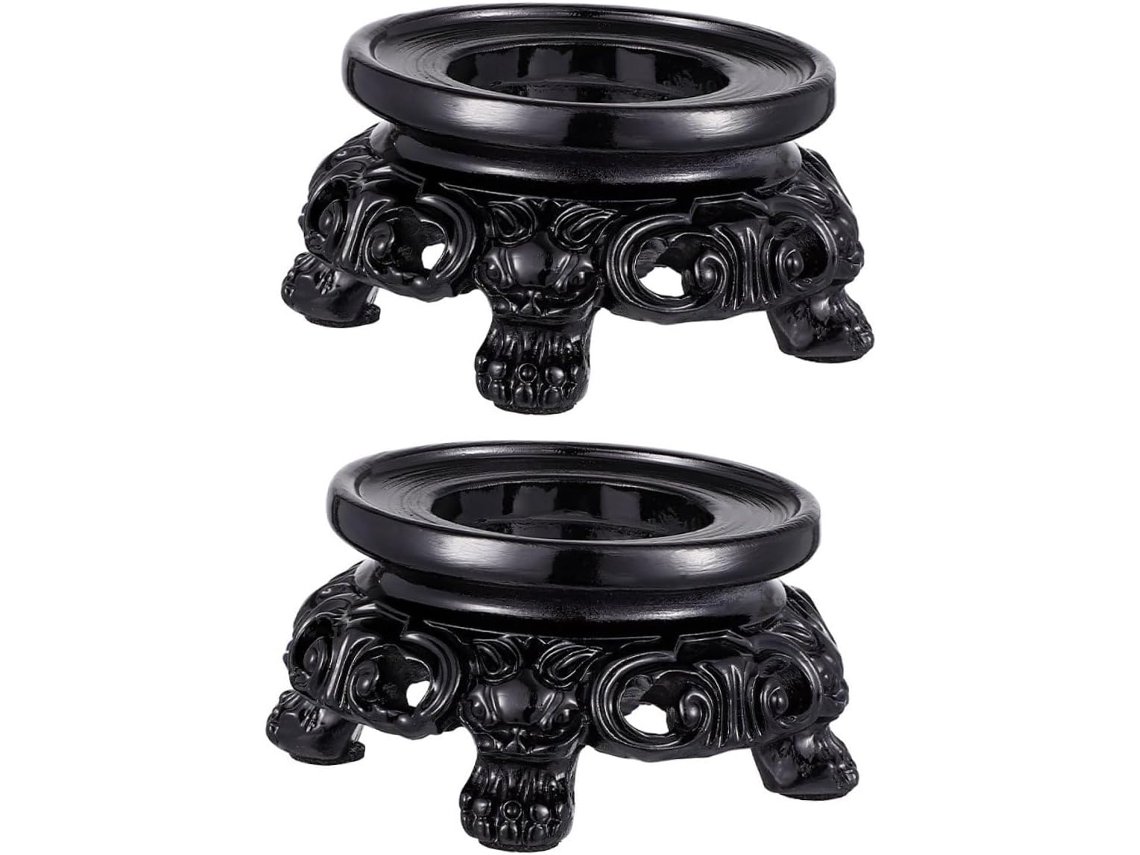 Suporte Para Esfera De Cristal Oca Em Resina Fomiyes, Tamanho Médio, Base Preta, Conjunto De 2 Peças Para Exibição E