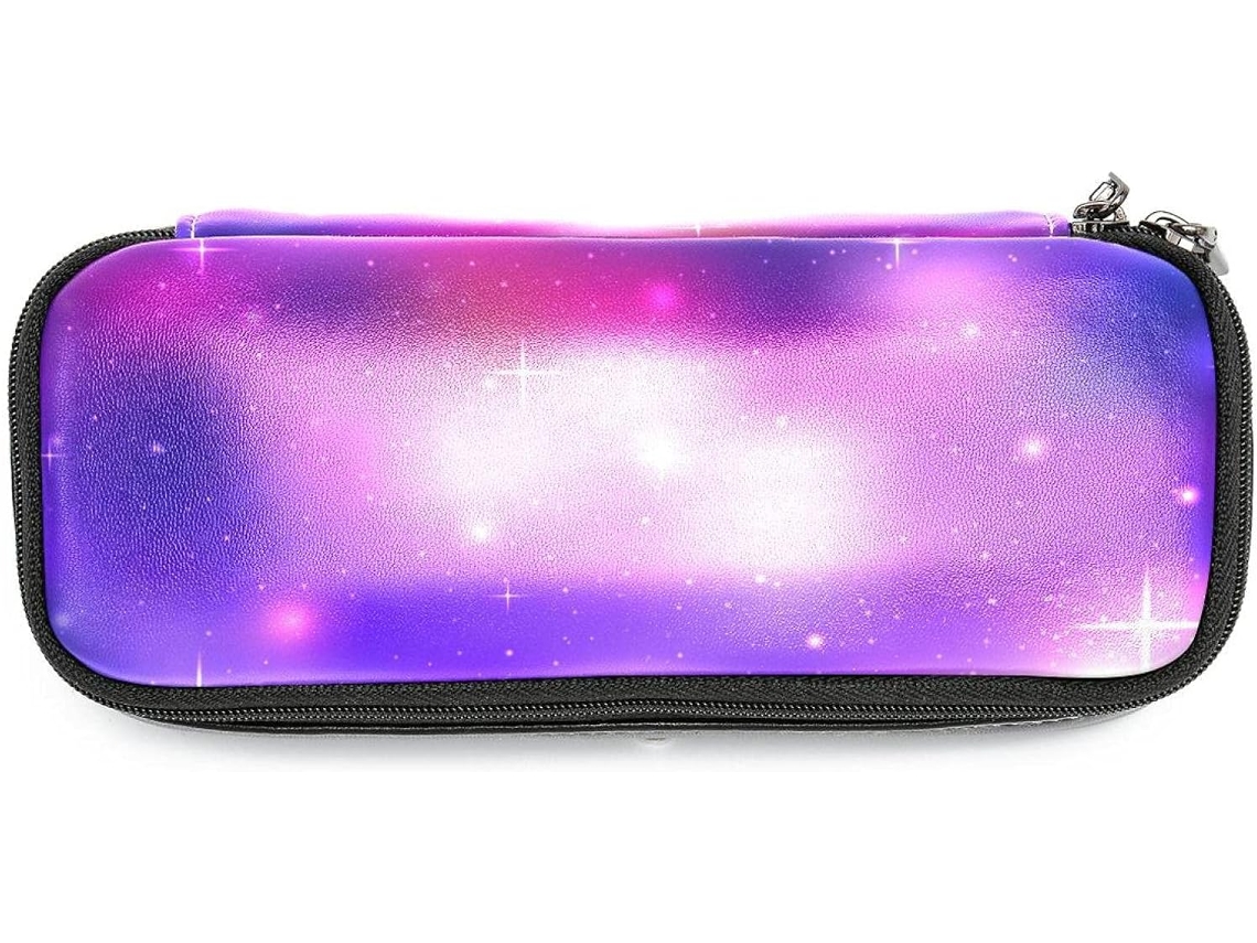 Estojo grande para lápis com estampa espacial de estrelas e nebulosas, organizador tipo pote, ideal para mesa.