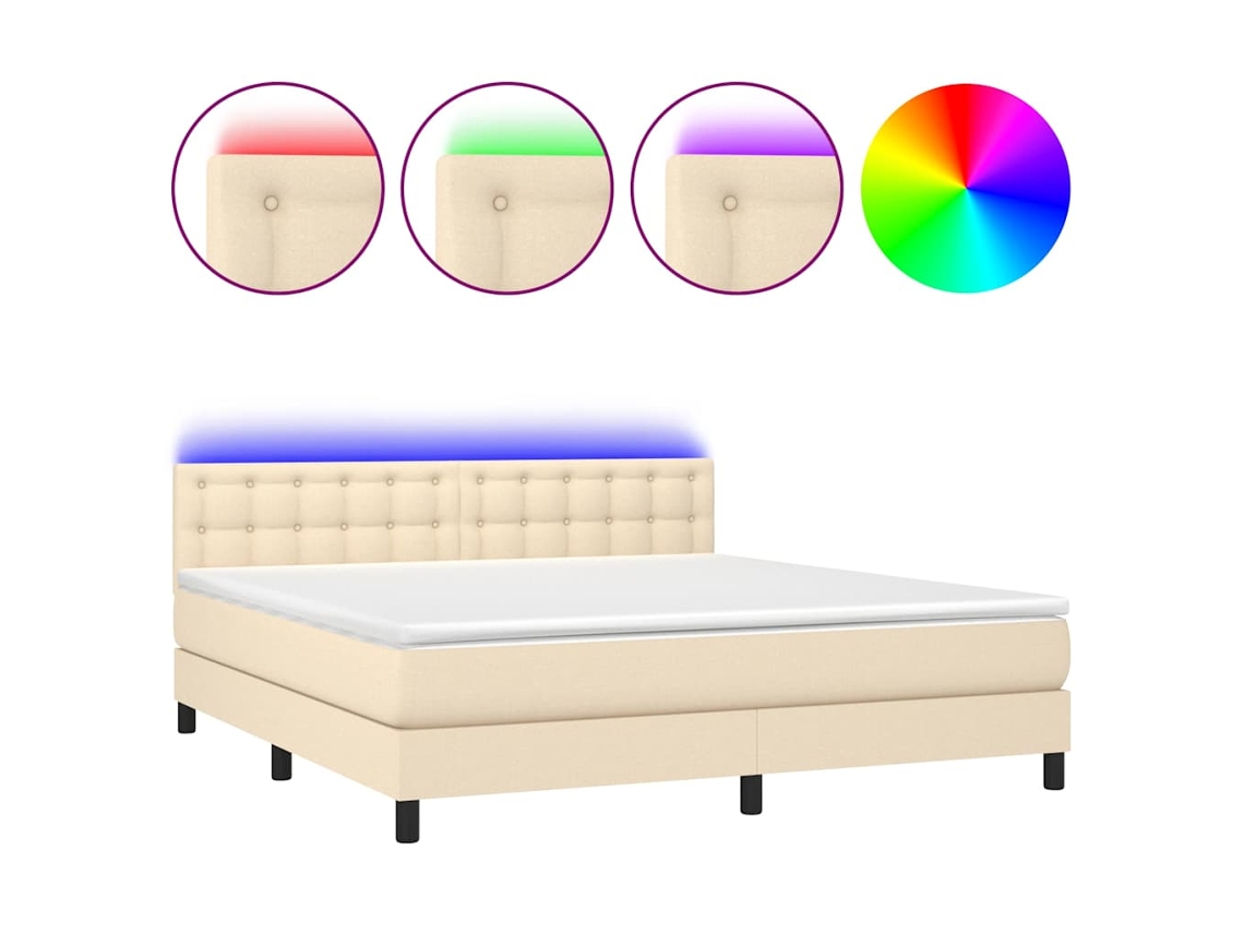 Conjunto 1 Cama Box Spring Vidaxl Creme Tecido (203 X 180 X 88 Cm)