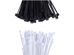 100 Abraçadeiras De Nylon Ajustáveis Com Travamento Automático E Anéis Fixação Reutilizáveis Pretas, 1, 9x 120mm