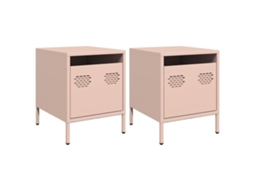 Mesas de Cabeceira 2 Pcs 35x39x43,5 Cm Aço Rosa MAISON EXCLUSIVE