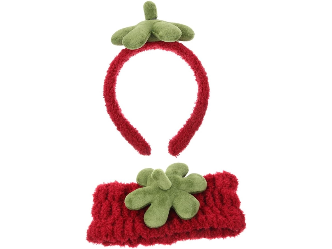 Conjunto de 2 faixas de cabelo e pulseiras de lã coral para lavar o rosto.