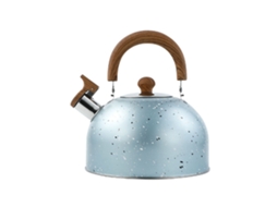 Chaleira de aço inox com apito 2l azul, para gás e indução