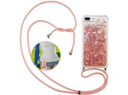 Correia Colar Líquido Alça para iPhone 8 Plus HONGWE. Rosa