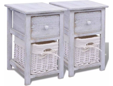 Mesas de cabeceira 2 pcs madeira branco