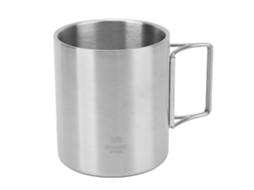 Caneca de Camping Inox Isolada com Alça Plegável