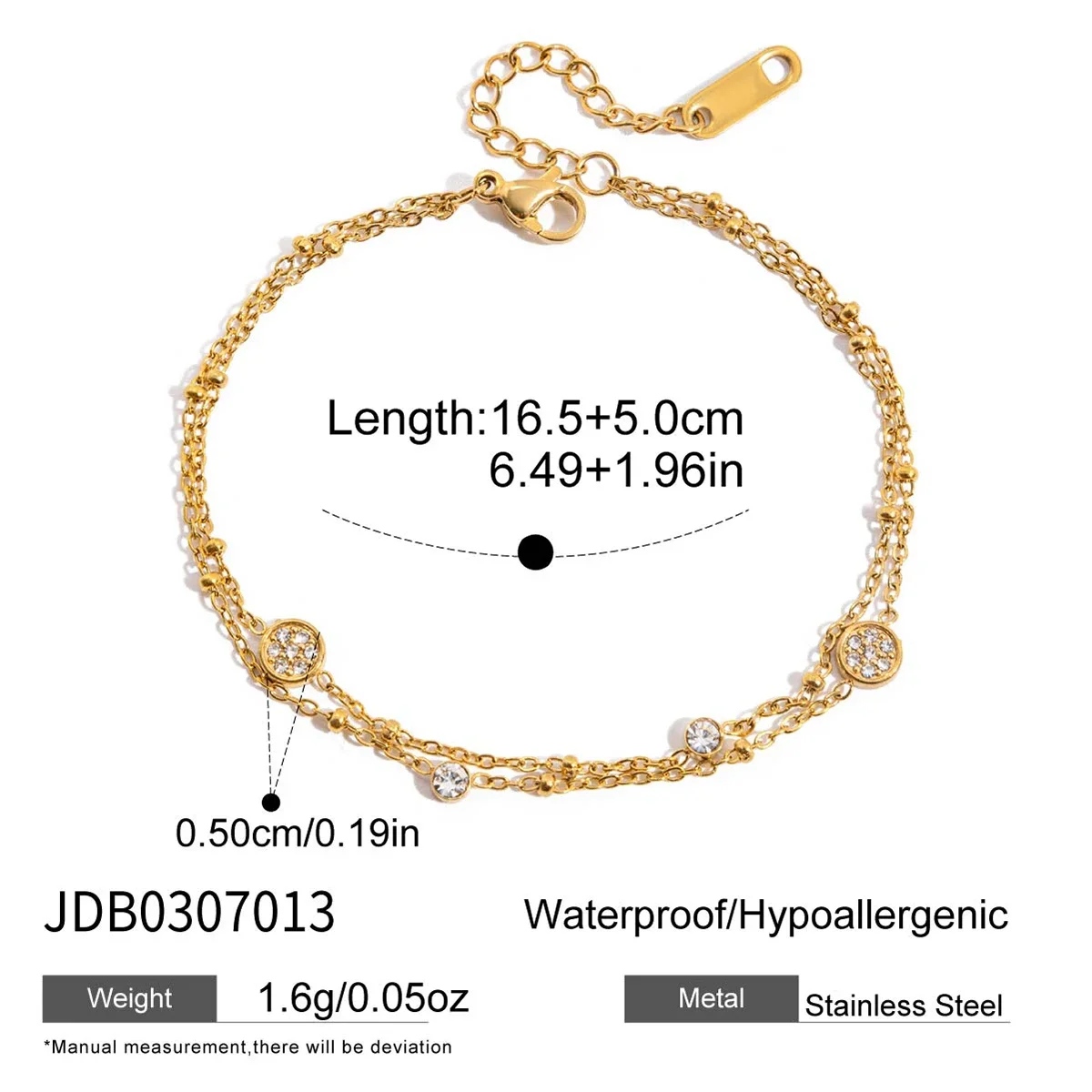 Pulseira Feminina De Contas Duplas Com Design De Coração Vazado