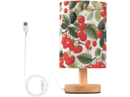 Abajur De Mesa Para Quarto, Sala De Estar, Luminárias De Cabeceira Em Cerejeira E Amoreira Com Portas Carregamento Usb