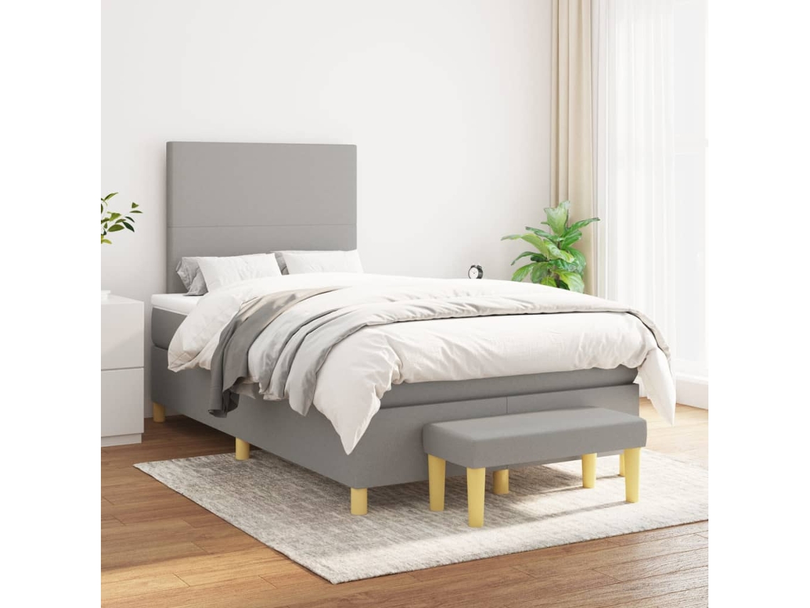 Vidaxl Cama Com Molas/colchão 120x200 Cm Tecido Cinza-claro