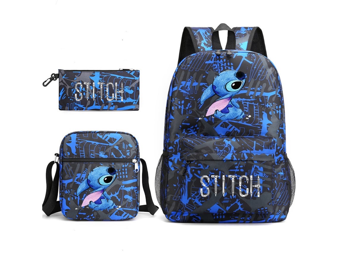 Mochila Escolar Lilo Stitch - Azul Claro Perfeito