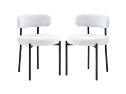 Par Cadeiras Lã Branco Creme Pés Metal