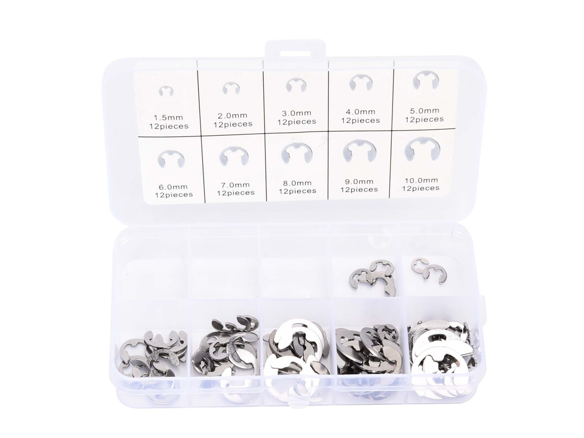 Kit De 120 Anéis De Fixação De Aço Inoxidável M1.5‑10 Resistente À Corrosão Portátil