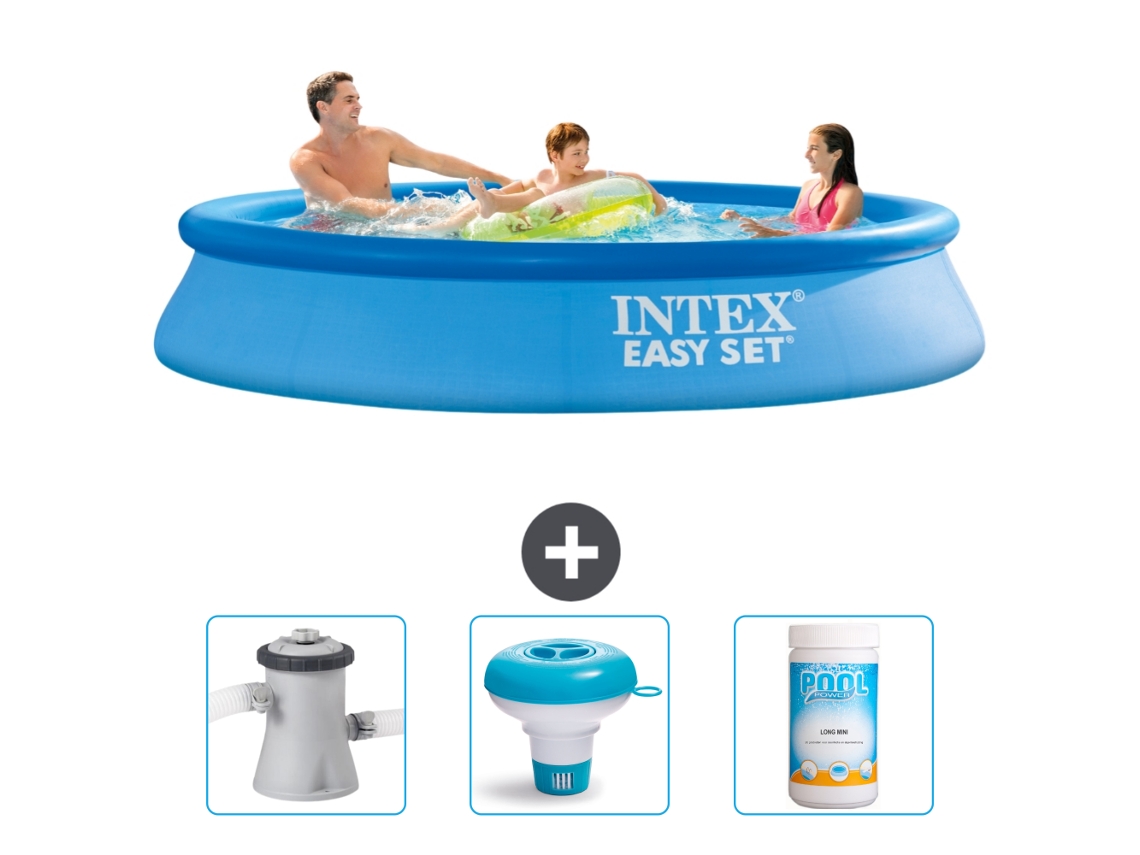 Piscina Inflável Redonda INTEX Easy Set 305 X 61 Cm Azul Incluída Bomba de Filtro de Piscina Flutuador de Cloro Cloro