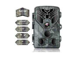 Wildlife Camera 24mp 1080p Ir 120° Detecção Ip66 Vida Selvagem Caça Escoteira Marrom Bestvite